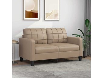 vidaXL Tweezitsbank 140 cm Kunstleer Cappuccino - 35% Korting
