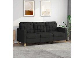 vidaXL 3-zitsbank Zwart - 180 cm stof - 35% KORTING!
