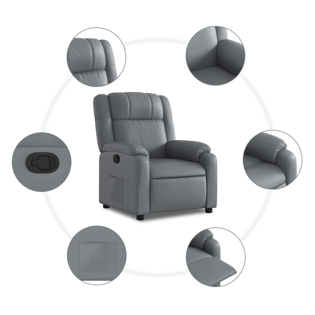 vidaXL Fauteuil Kunstleer Grijs - 30% Korting