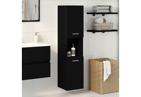 vidaXL Badkamer Kast Zwart Eiken 30 x 30 x 130 cm Bewerkt hout