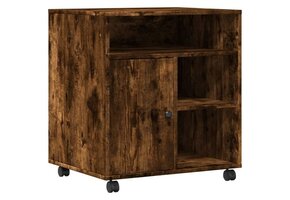 vidaXL Printerkastje met wielen 60x50x67 cm gerookt eikenkleurig