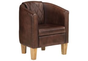 vidaXL Kuipstoel Echt Leer Donkerbruin - Nu 70% Korting!