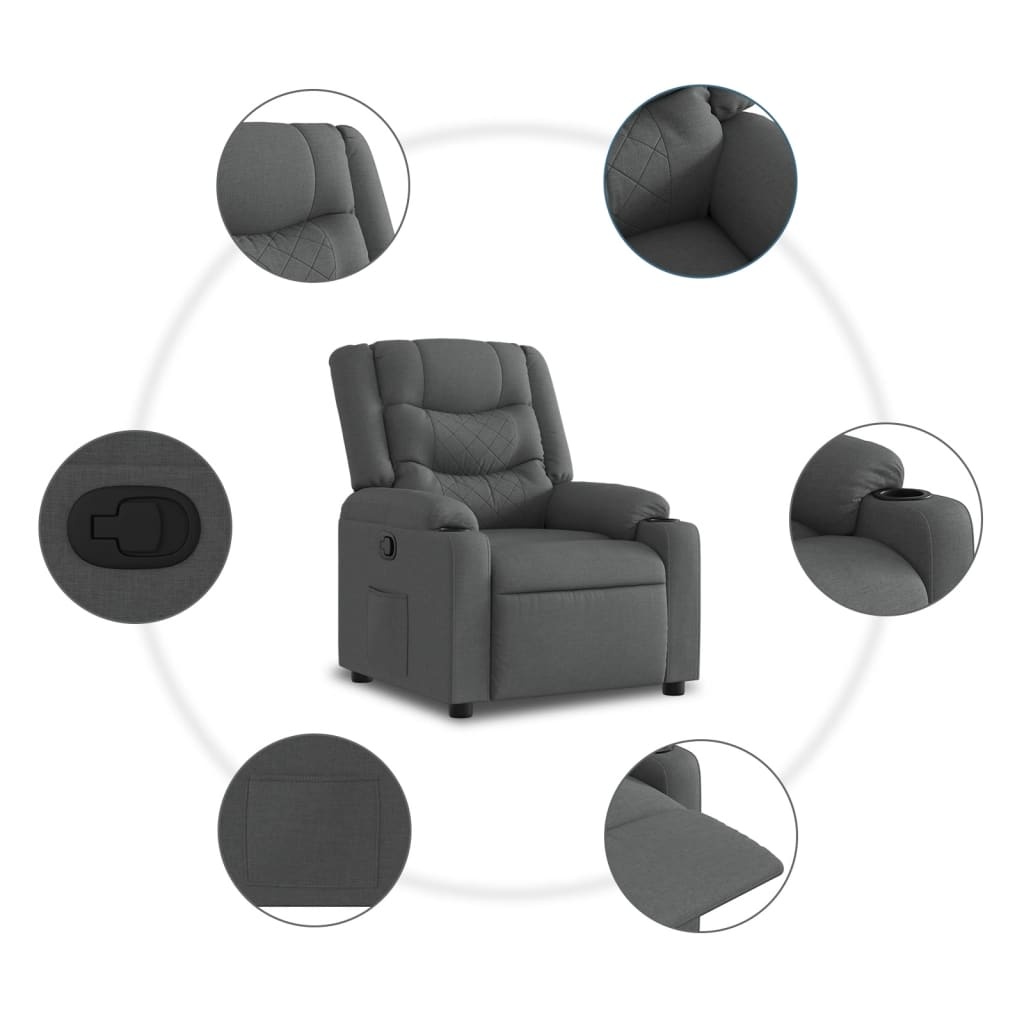 vidaXL Fauteuil, Verstelbaar Stof Donkergrijs - 35% Korting!