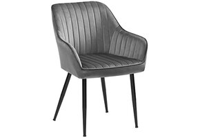 Stoel Fluweel Grijs Met Armleuningen 60x60x84cm Comfortabel Design