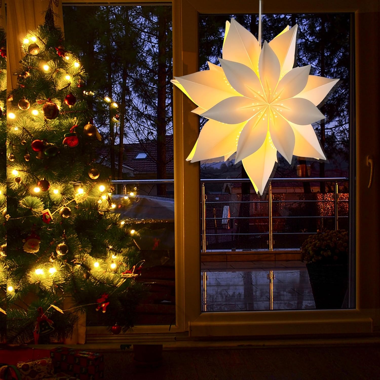 Kerstster Verlicht Papier - 45cm - 43% Korting