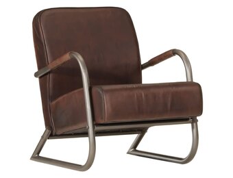 vidaXL Fauteuil Echt Leer Bruin - 35% Korting