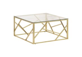 vidaXL Salontafel roestvrijstaal en gehard glas goudkleurig