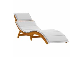 vidaXL Ligbed met kussen Lichtgrijs 184 x 55 x 64cm Massief acaciahout