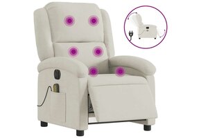 vidaXL Massagestoel verstelbaar fluweel crèmekleurig