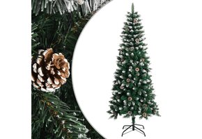 vidaXL Kunstkerstboom 180cm Groen - Met Dennenappels & Sneeuw - 53% Korting!