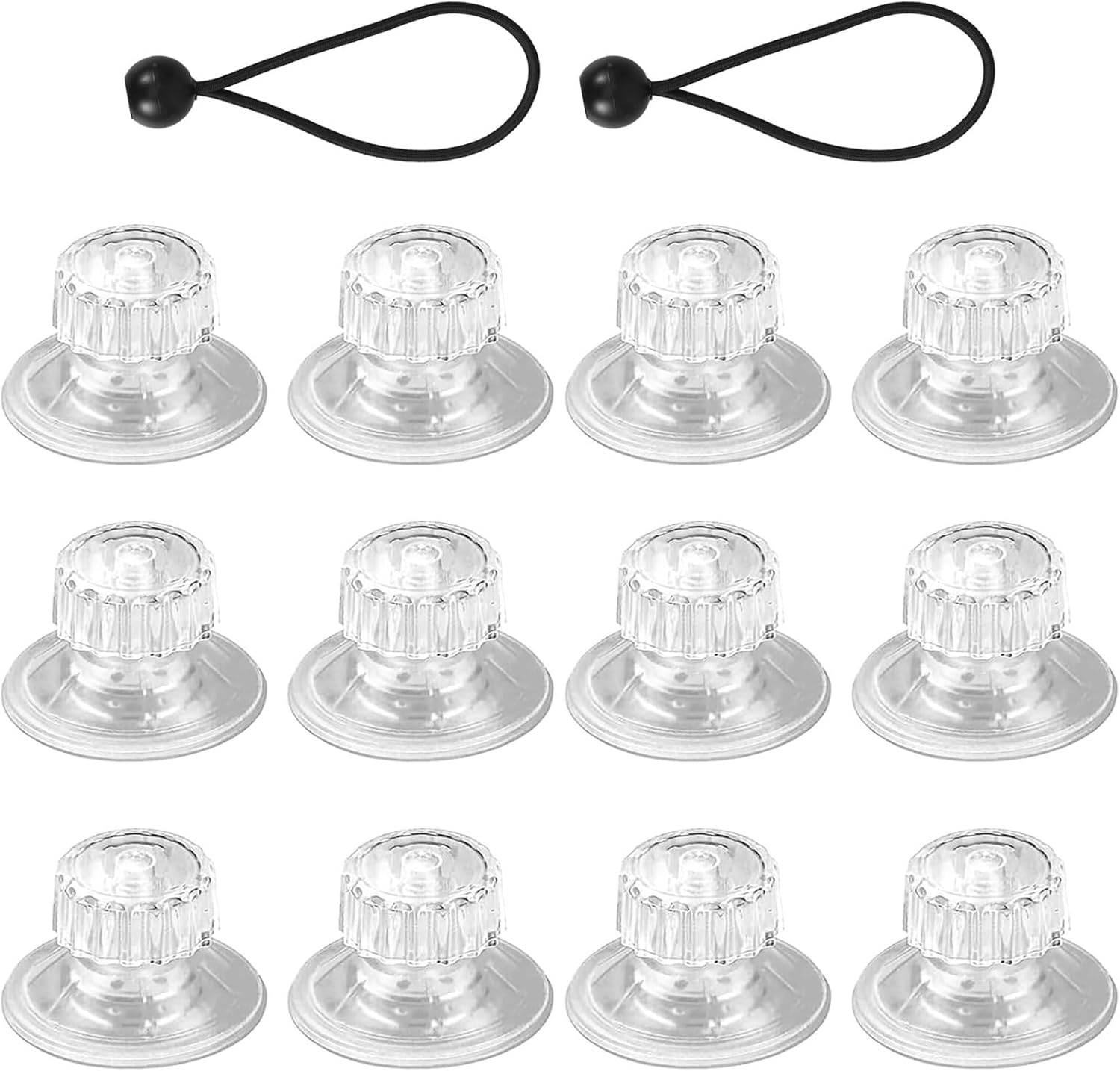 12 stuks zuignappen met schroefdraad, zuignappen met schroefdraad, extra sterk, transparante zuignappen met kartelmoer, zonder boren, voor camper, luifel, auto, decoratie, ophanging, met 2