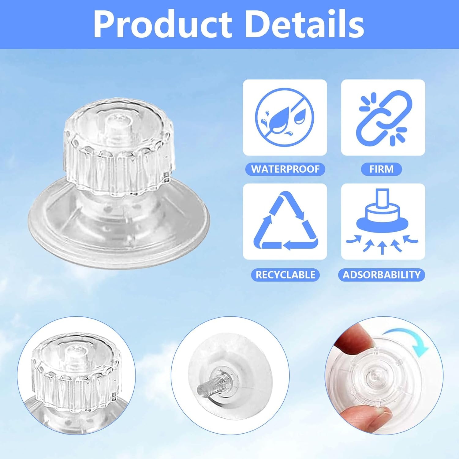 12 stuks zuignappen met schroefdraad, zuignappen met schroefdraad, extra sterk, transparante zuignappen met kartelmoer, zonder boren, voor camper, luifel, auto, decoratie, ophanging, met 2