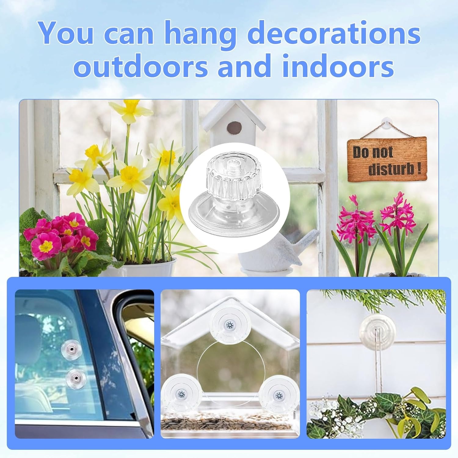 12 stuks zuignappen met schroefdraad, zuignappen met schroefdraad, extra sterk, transparante zuignappen met kartelmoer, zonder boren, voor camper, luifel, auto, decoratie, ophanging, met 2