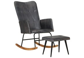 vidaXL Schommelstoel Leer Grijs | 67% Korting