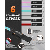 Zacro Weerstandsbandenset, 6 fitnessbanden, set van 6 weerstandsbanden, fitnessband met handvat, enkelriem, deurankerbevestiging, draagtas, fitnessbanden voor krachttraining en fysiotherapie