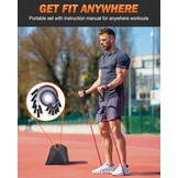 Zacro Weerstandsbandenset, 6 fitnessbanden, set van 6 weerstandsbanden, fitnessband met handvat, enkelriem, deurankerbevestiging, draagtas, fitnessbanden voor krachttraining en fysiotherapie