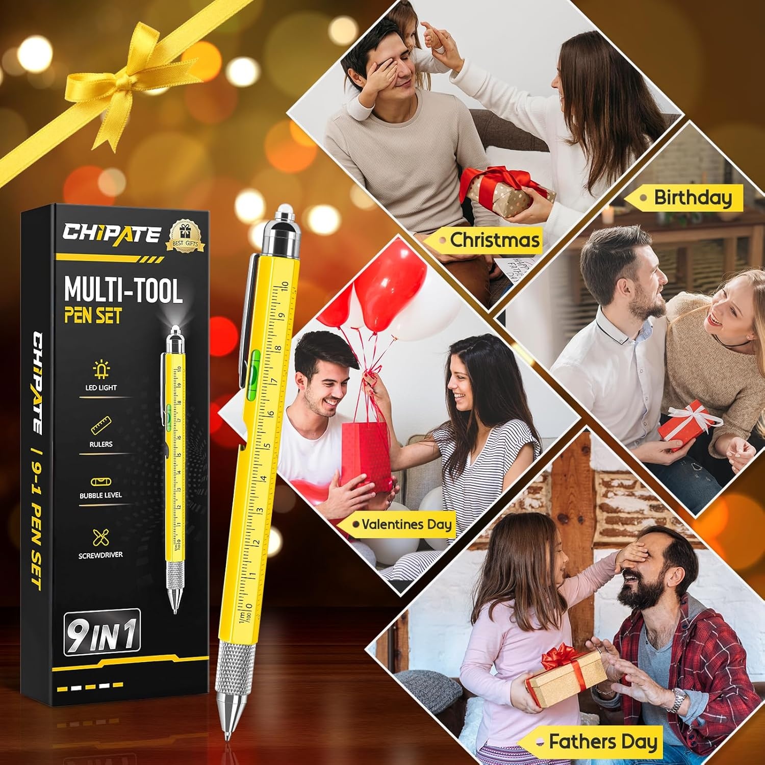 Stocking Fillers, Gifts for Men, Stocking Fillers for Men, 9-in-1 Multi Tool Pen, Secret Christmas Gifts for Men, Christmas Gifts for Him, Birthday Gift Gadgets for Dad