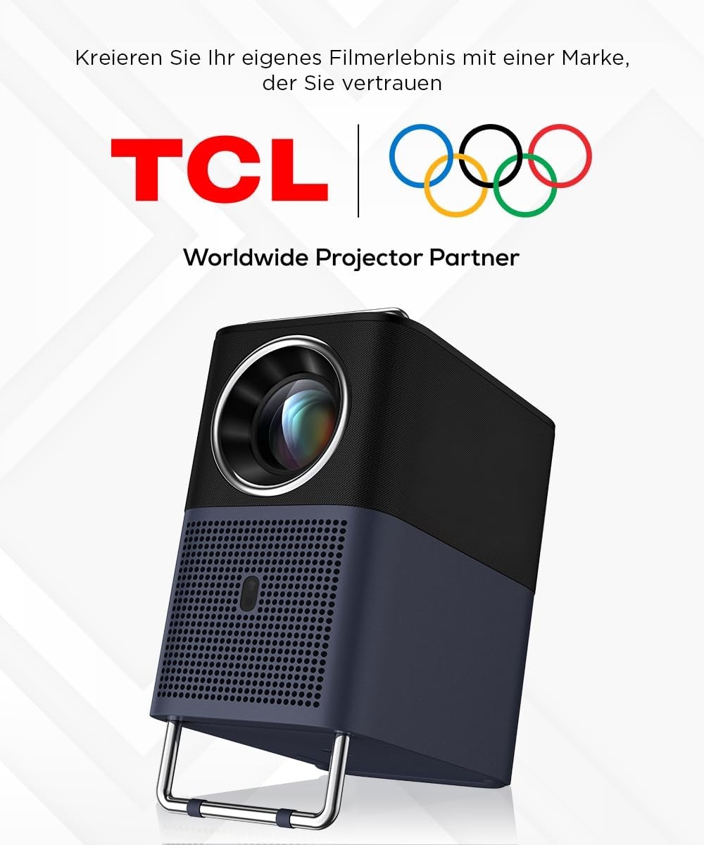 TCL A1s Beamer 4K Full HD, Officieel Google TV (APV/Netflix/Disney), 2x Dolby 8W, 600 ISO Lumen, Bluetooth en WIFI, Autofocus, Trapeziumcorrectie, voor Telefoon- en Gameprojectie, Thuisbioscoop