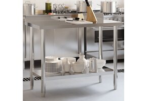 vidaXL Keukenwerktafel RVS met spatscherm - 110x55x93 cm - 60% Korting!