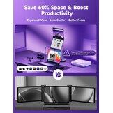 JSAUX FlipGo Pro 13,5 inch Dual Laptop Screen Extender, 2.2K Triple Laptop Monitor Extender, Draagbare IPS Dual-Screen Monitor Compatibel met Windows/MacOS/Linux, Magnetisch ontwerp, DisplayLink