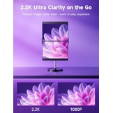 JSAUX FlipGo Pro 13,5 inch Dual Laptop Screen Extender, 2.2K Triple Laptop Monitor Extender, Draagbare IPS Dual-Screen Monitor Compatibel met Windows/MacOS/Linux, Magnetisch ontwerp, DisplayLink