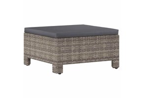 vidaXL Voetensteun Poly Rattan met Kussen - Grijs | 41% Korting