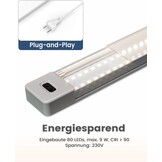 Unterbauleuchte Led 60cm, 2 Stück Dimmbar Unterschrank Beleuchtung mit Berührungsloser Sensor, Küchenlicht Led Leiste für Küchenschränke, Spüle, Gasherd, 560lm, 4000K