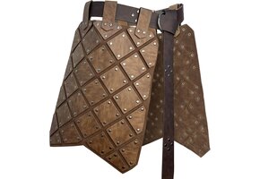 HiiFeuer Medieval Faux Leather Thigh Armor, Retro Double Sides Waist Armor with Belt, Mercenary&Knights Skirt Armor for LARP