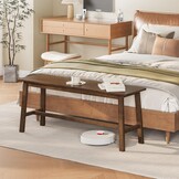 HOOBRO Bamboo Benches for Dining Room Bench, Kitchen Bench, Entrance Bench, Shoe Change Bench, Entrance Area for Living Room, Entrance, Easy to Assemble, Robust and Stable, Mocha Colour EMA03CD01G1