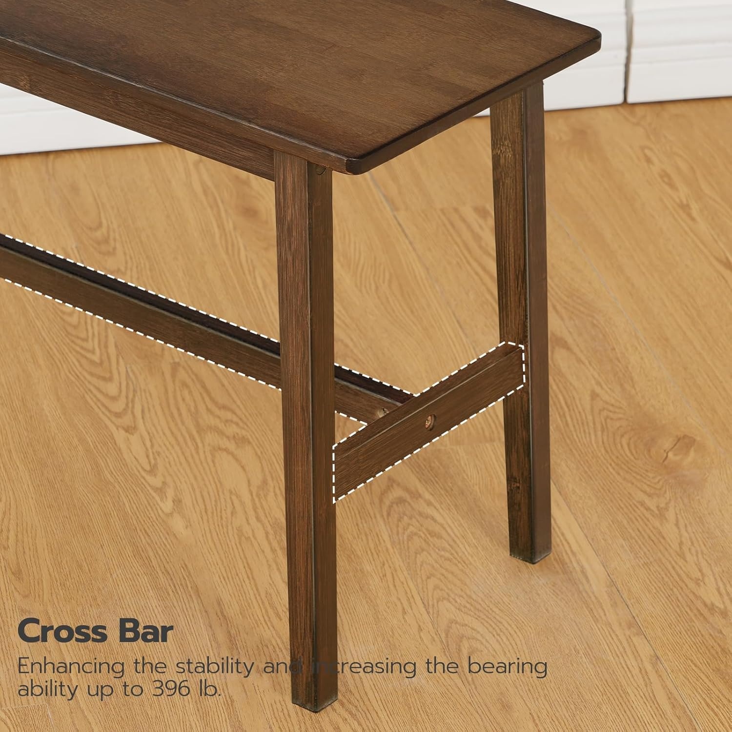 HOOBRO Bamboo Benches for Dining Room Bench, Kitchen Bench, Entrance Bench, Shoe Change Bench, Entrance Area for Living Room, Entrance, Easy to Assemble, Robust and Stable, Mocha Colour EMA03CD01G1