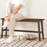 HOOBRO Bamboo Benches for Dining Room Bench, Kitchen Bench, Entrance Bench, Shoe Change Bench, Entrance Area for Living Room, Entrance, Easy to Assemble, Robust and Stable, Mocha Colour EMA03CD01G1