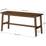 HOOBRO Bamboo Benches for Dining Room Bench, Kitchen Bench, Entrance Bench, Shoe Change Bench, Entrance Area for Living Room, Entrance, Easy to Assemble, Robust and Stable, Mocha Colour EMA03CD01G1