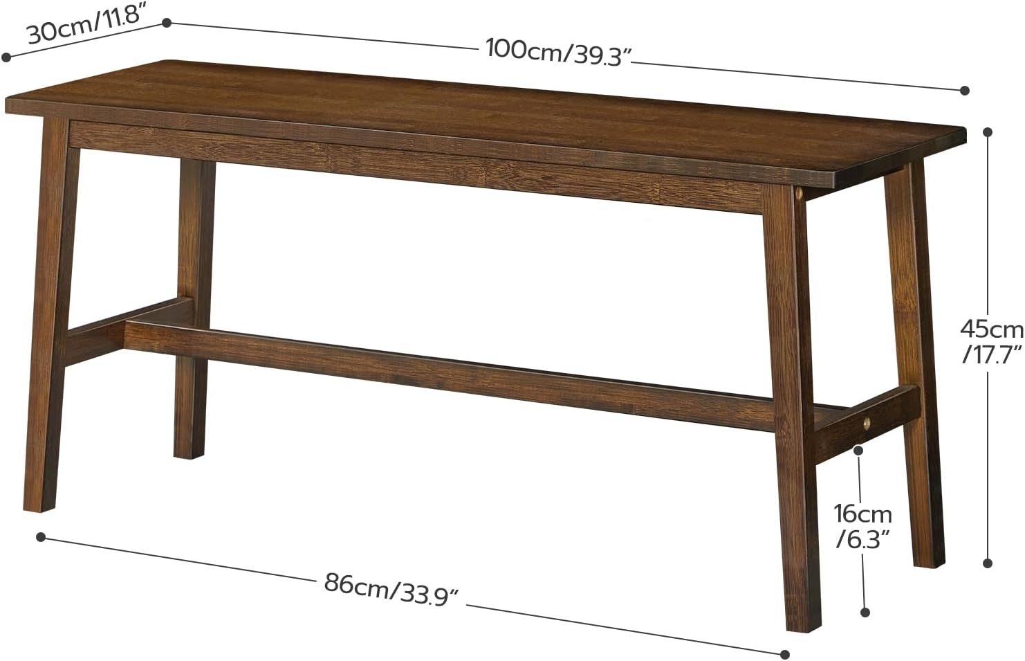 HOOBRO Bamboo Benches for Dining Room Bench, Kitchen Bench, Entrance Bench, Shoe Change Bench, Entrance Area for Living Room, Entrance, Easy to Assemble, Robust and Stable, Mocha Colour EMA03CD01G1