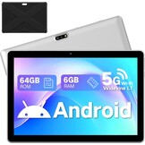 Tablet 10,1 inch Android 13 tablet met hoes, 6 GB RAM + 64 GB geheugen (1 TB uitbreidbaar), 1280 x 800 HD IPS-display, Widevine L1, 8 MP + 5 MP camera, wifi, 5000 mAh accu, Type-C, Bluetooth