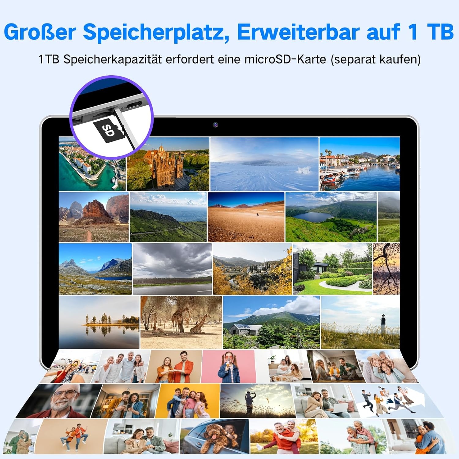 Tablet 10,1 inch Android 13 tablet met hoes, 6 GB RAM + 64 GB geheugen (1 TB uitbreidbaar), 1280 x 800 HD IPS-display, Widevine L1, 8 MP + 5 MP camera, wifi, 5000 mAh accu, Type-C, Bluetooth