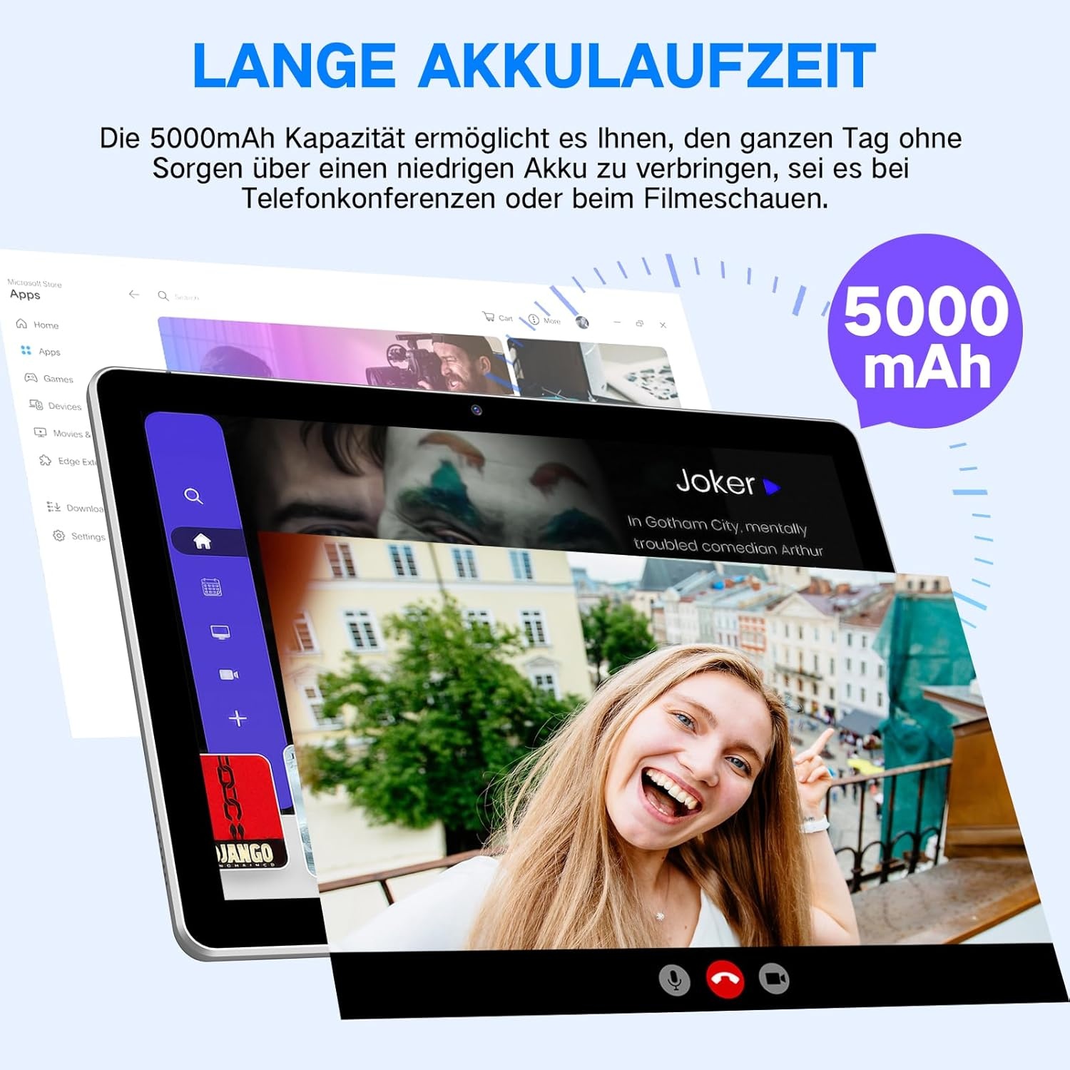 Tablet 10,1 inch Android 13 tablet met hoes, 6 GB RAM + 64 GB geheugen (1 TB uitbreidbaar), 1280 x 800 HD IPS-display, Widevine L1, 8 MP + 5 MP camera, wifi, 5000 mAh accu, Type-C, Bluetooth