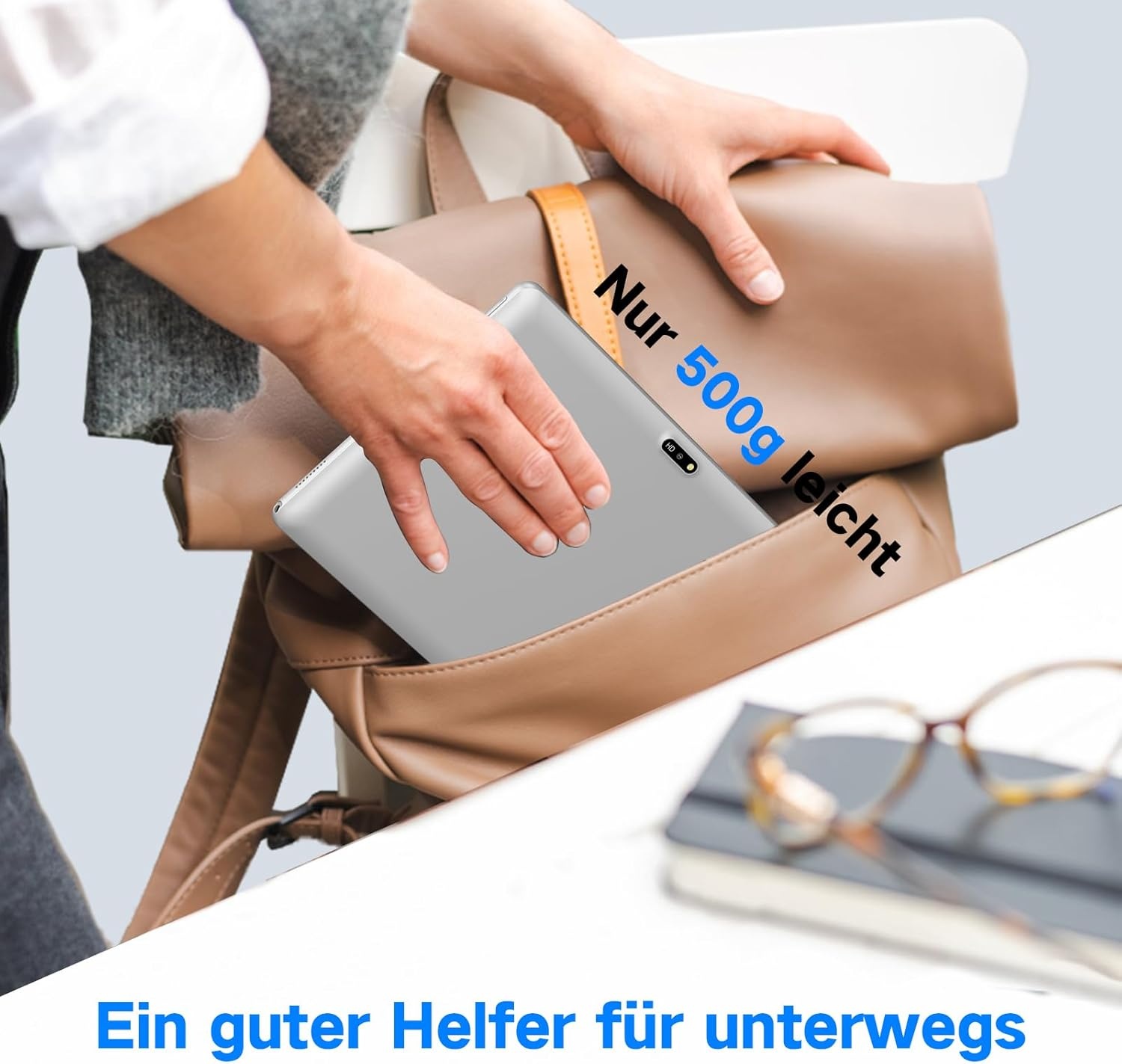 Tablet 10,1 inch Android 13 tablet met hoes, 6 GB RAM + 64 GB geheugen (1 TB uitbreidbaar), 1280 x 800 HD IPS-display, Widevine L1, 8 MP + 5 MP camera, wifi, 5000 mAh accu, Type-C, Bluetooth