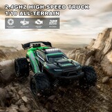 TEEROK Ferngesteuertes Auto Offroad, 1:18 4WD 38KM/H RC Auto, 2 Akku 60 Minuten Laufzeit,All Terrain RC Crawler, Outdoor Spielzeug Geschenk für Kinder Jungen und Erwachsene,Grün