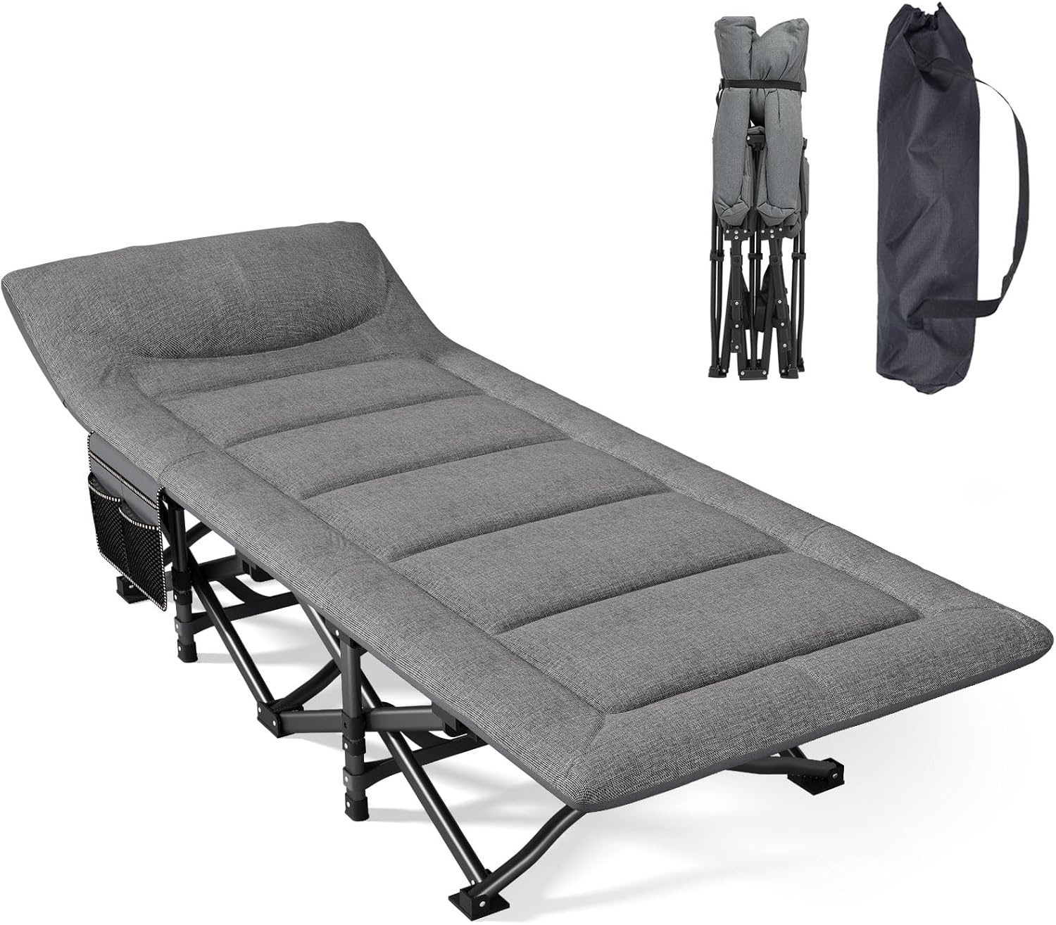 Campingbed, veldbed, inklapbaar, logeerbed, tot 200 kg, voor indoor, outdoor en tuin