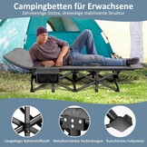 Campingbed, veldbed, inklapbaar, logeerbed, tot 200 kg, voor indoor, outdoor en tuin