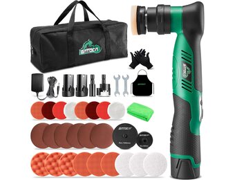 BATOCA S5 Minipolijstmachine met accu, rotatiepolijstmachine, excentrische polijstmachine, autopolijstmachine met 2 x 2,0 Ah accu, poetsmachine, voor auto-detailing, koplamp-behandelingsset