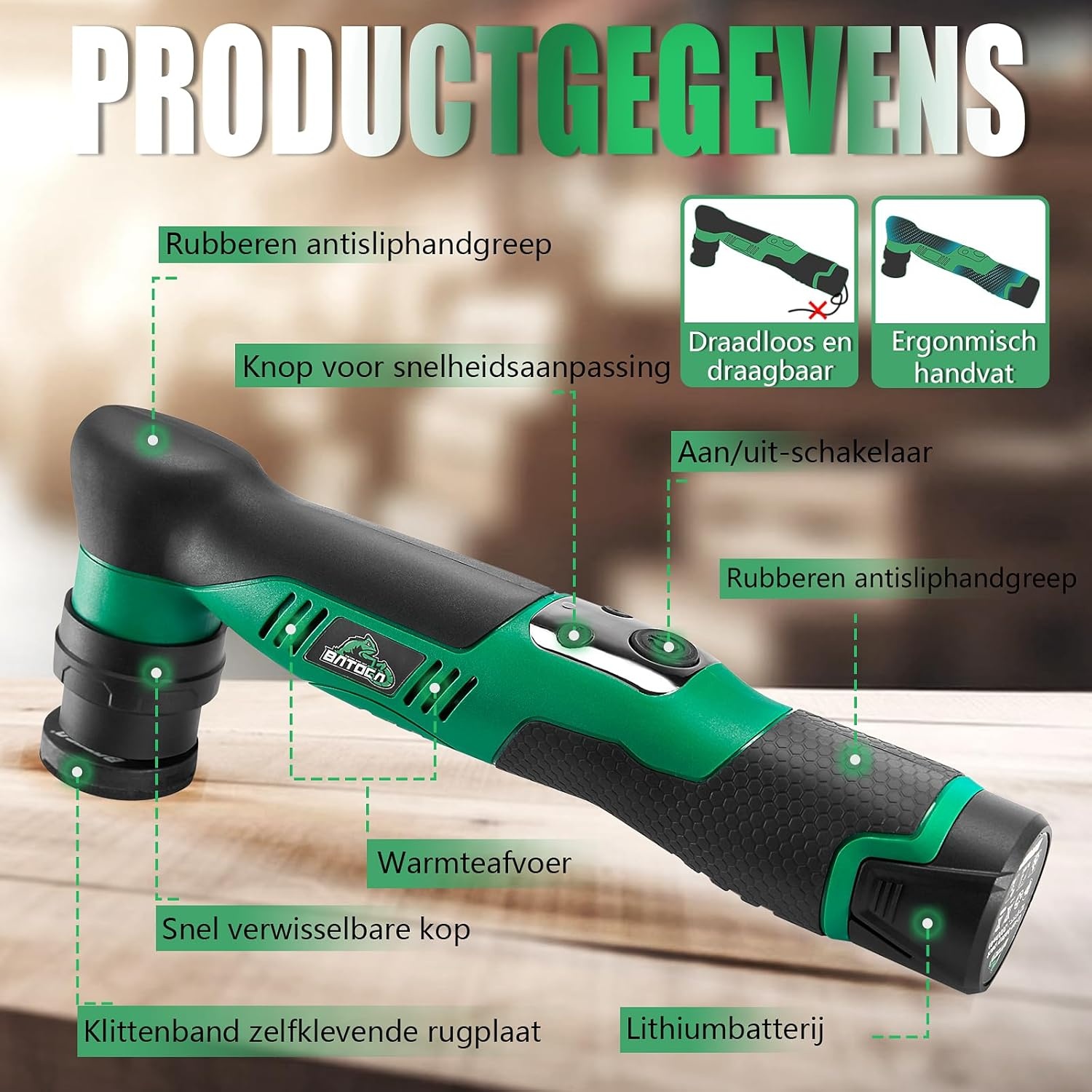 BATOCA S5 Minipolijstmachine met accu, rotatiepolijstmachine, excentrische polijstmachine, autopolijstmachine met 2 x 2,0 Ah accu, poetsmachine, voor auto-detailing, koplamp-behandelingsset