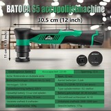 BATOCA S5 Minipolijstmachine met accu, rotatiepolijstmachine, excentrische polijstmachine, autopolijstmachine met 2 x 2,0 Ah accu, poetsmachine, voor auto-detailing, koplamp-behandelingsset
