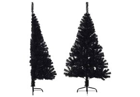 vidaXL Halve Kunstkerstboom 150cm PVC Zwart - 41% Korting!