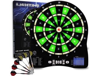 Elektronisch Dartbord met LED - 48 Spellen, 6 Soft Darts, 30% Korting