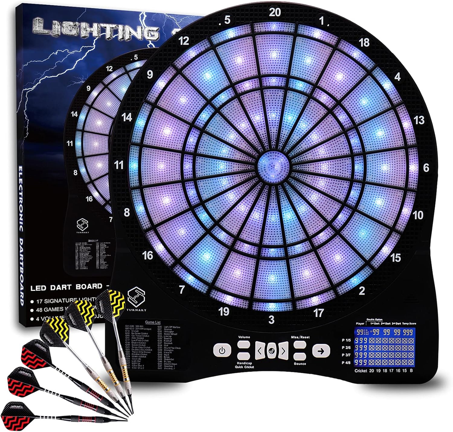 Elektronisch Dartbord met LED - 48 Spellen, 6 Soft Darts, 30% Korting