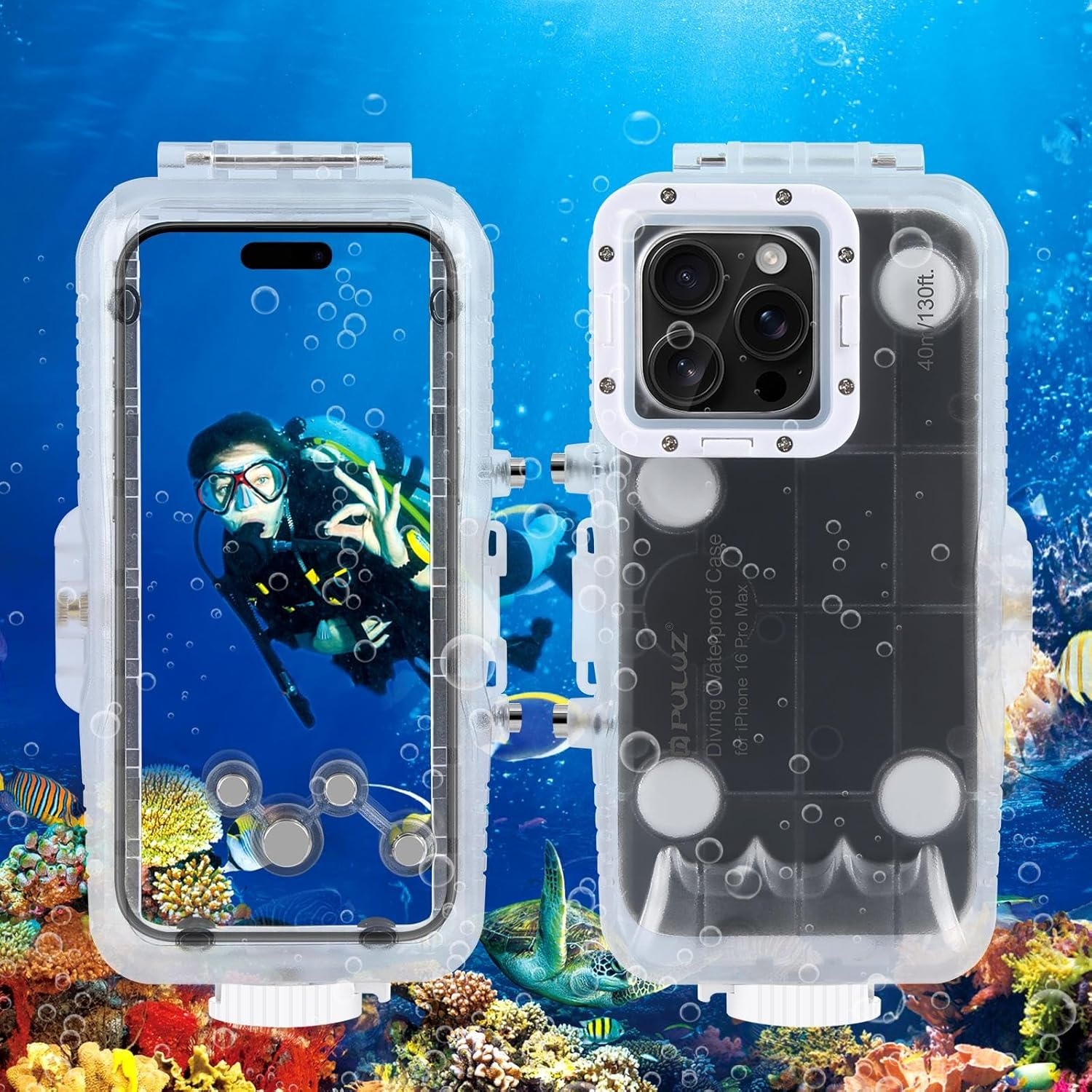 PULUZ Waterproof Case iPhone 16 Pro Max - 40m Duik/Waterdicht - 30% Korting!