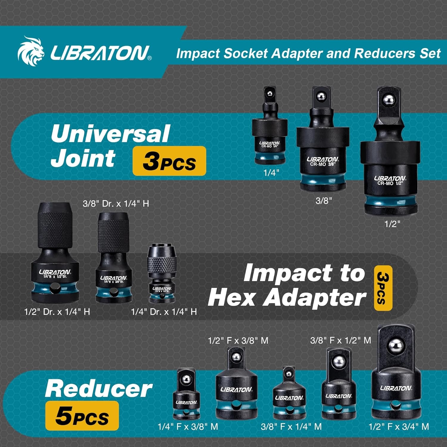 LIBRATON 11-delige Slagdoppen Adapter & Reducer Set - 30% Korting