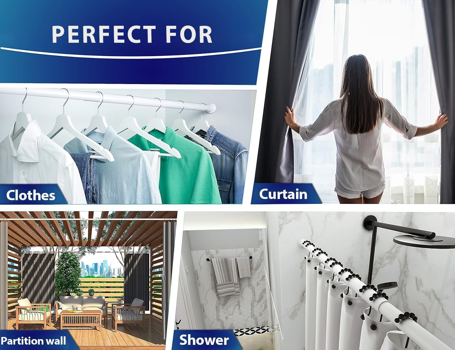 Deur/Douche Gordijnroede Wit 360-410 cm - 30% Korting!