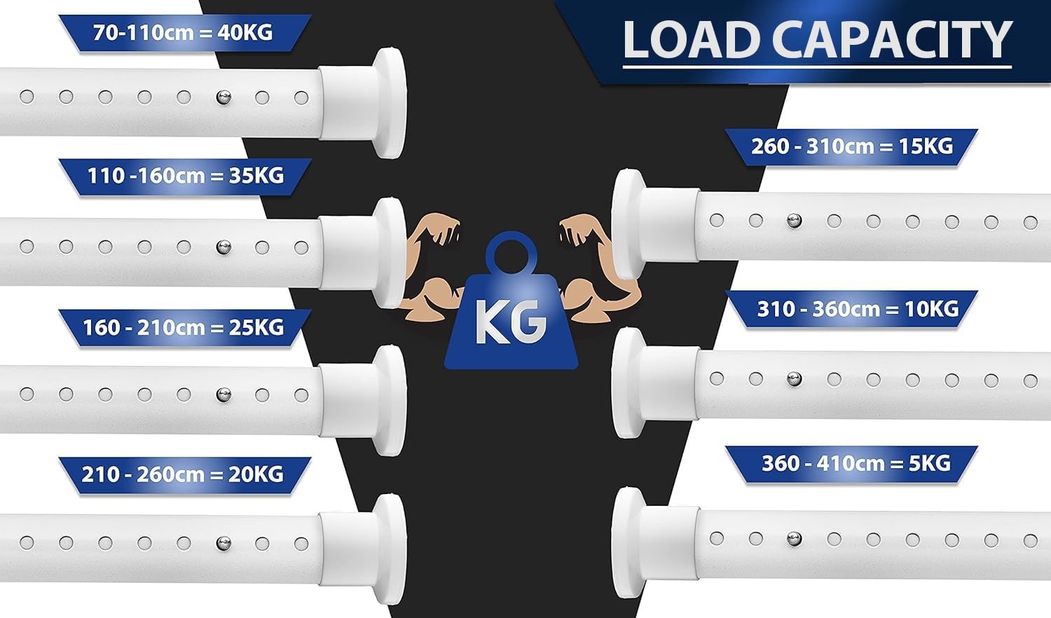 Deur/Douche Gordijnroede Wit 360-410 cm - 30% Korting!